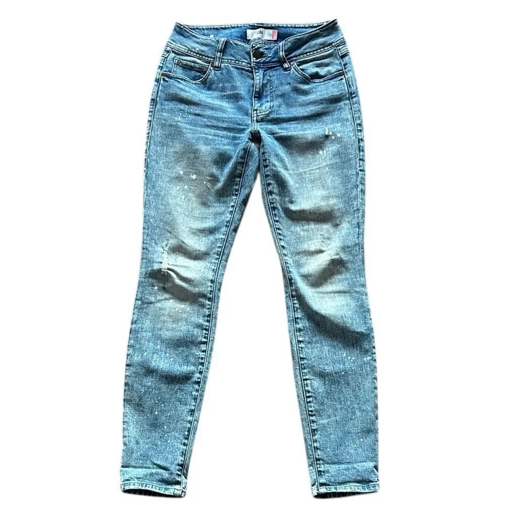 CAbi Bleach Splatter Cinch Skinny Jeans